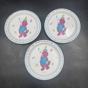 Vintage Barney 1992 "Barney Says Strike Up The Band" Plate Set Lot Of 3 Rare